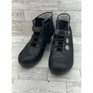 Alegria Ankle Boots Womens Size‎ 36 Black Textured Leather HEI-870 Comfort Shoes